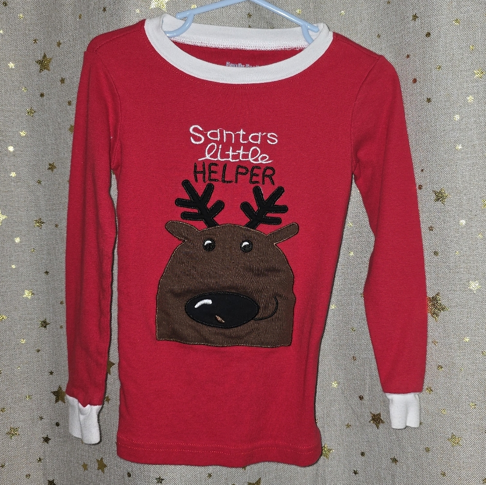 "Santa's Little Helper" Red Longsleeve Christmas Reindeer Kids Shirt - Size 5T